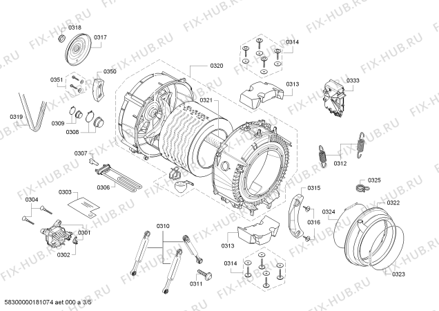 Взрыв-схема стиральной машины Bosch WAP28368SN Serie|6 VarioPerfect - BLDC - Схема узла 03